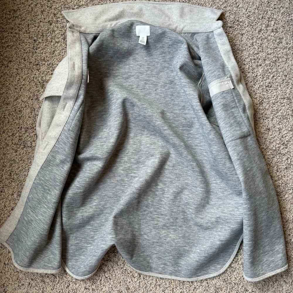 H&M Women’s Jersey Shirt Jacket Shacket in Light Beige Melange Medium